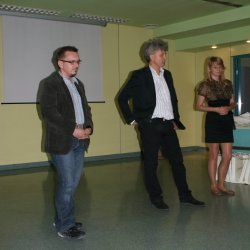 Jurorzy konkursu od lewej: dr Tomasz Wagner, dr Zbigniew Nawrat, artystka plastyk Iwa Kurczkowska-Król